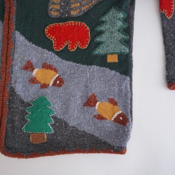 Vintage Northern Isles Cabin Scene Sweater Cabincore Outdoors Grandmacore M - Picture 5 of 10